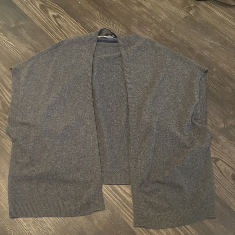 HALOGEN Women's Sweater Dark Gray 100% Cashmere Open Front Cardigan One Size